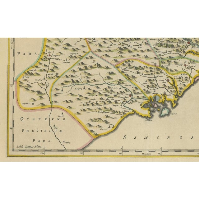 Antique Map of Fujian by Blaeu, 1655 For Sale - Image 3 of 6