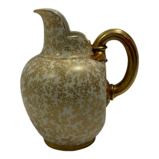 Antique Royal Worcester Victorian Porcelain Gilt Floral Jug, Shape For Sale