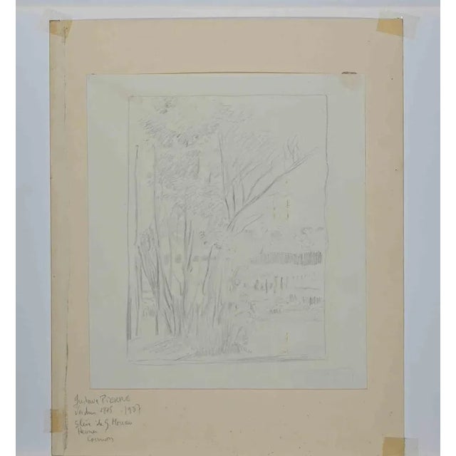 Gustave Pierre, Garden, Original Drawing, Early 20th-Century For Sale - Image 3 of 3