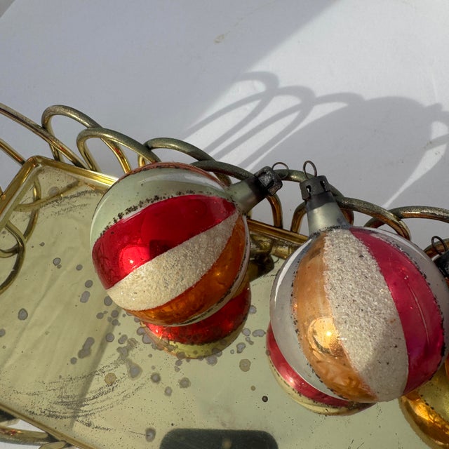 Pre-Wwii Striped Polish Ornaments With Mica Stenciling- Set of 5 For Sale - Image 4 of 11
