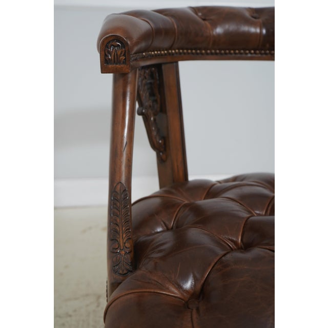 2020s Set of 4 Maitland Smith Gentry Tufted Leather Game Chairs For Sale - Image 5 of 18