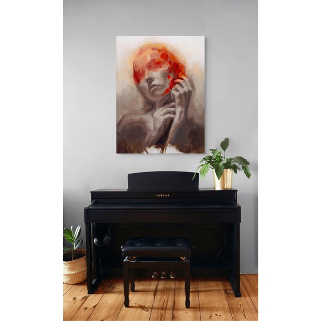 Early 21st Century Awaken by Josh Sorrell | Oil on Panel Portrait of a Woman with Abstract Colors For Sale - Image 5 of 5