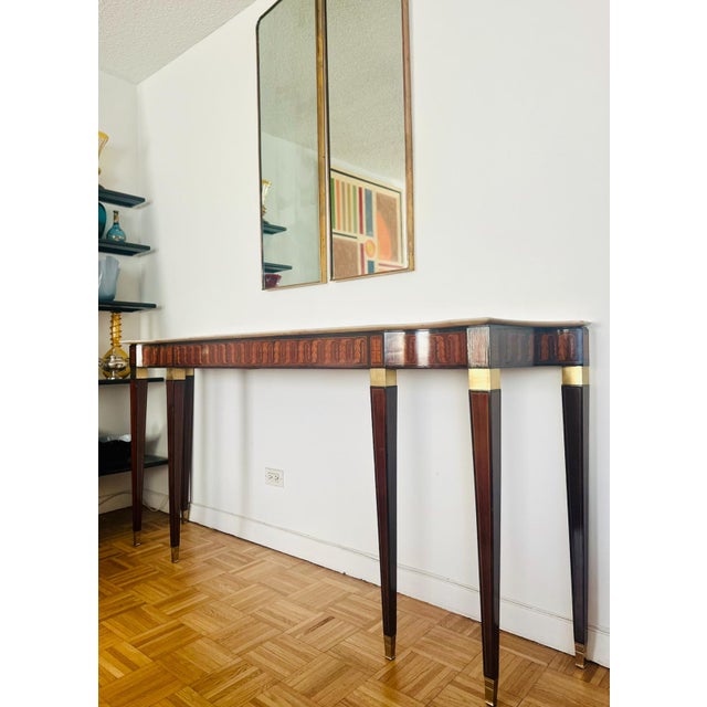 1950s Paolo Buffa Console Table in Rosewood With Marble Top Executed by Atelier Serafino Arrighi, 1950's Italy. For Sale - Image 5 of 12