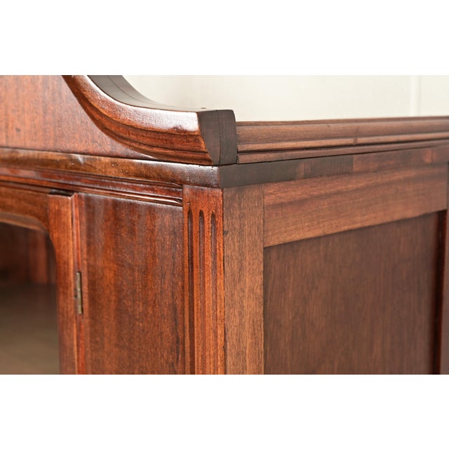 Brown Baker Furniture Style Federal Carved Mahogany Bookcase Cabinet, Circa 1940s For Sale - Image 8 of 15