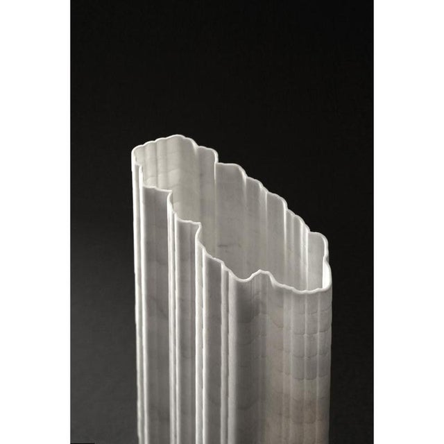 Contemporary Stripes A1 Decorative Vase in Statuario Marble by Bufalini Marmi For Sale - Image 3 of 15