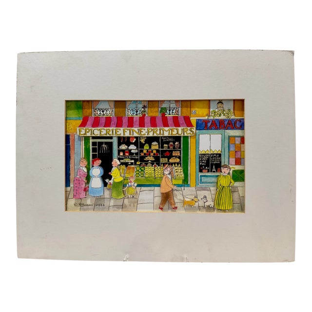 Clement French Paris Street Scene Mixed Media Artwork 2014 For Sale