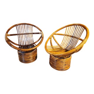 Set of Rattan Swivel Lounge Chairs and Glass Top Table. Circa 1970s For Sale