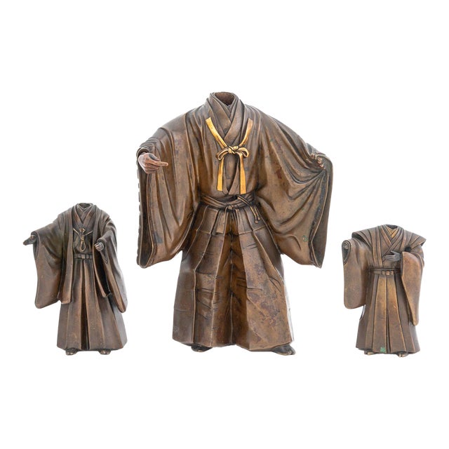 Japanese Bronze Noh Figures, 3 For Sale