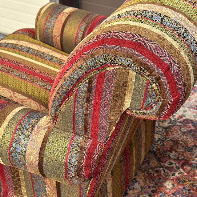 Henredon Striped Patchwork Alexander Lounge Chairs - a Pair For Sale - Image 11 of 12