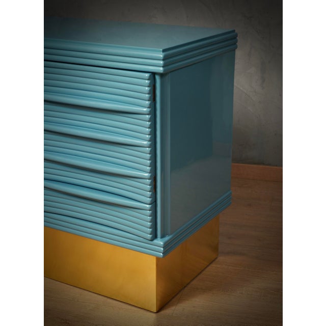 Mid-Century Modern Mid-Century Kittiwake Color and Brass Dry Bar Sideboard, 1980s For Sale - Image 3 of 10