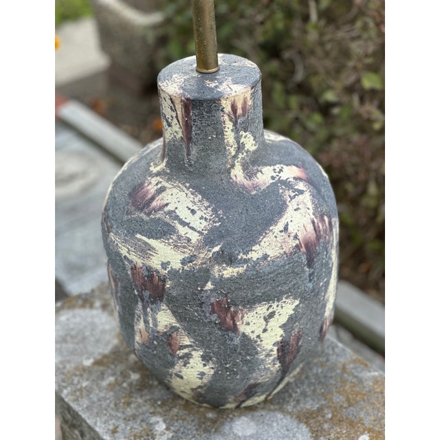 1960s Mid 20th Century Large Italian Studio Pottery Lamp Fantoni Style House of Italy Portland For Sale - Image 5 of 12