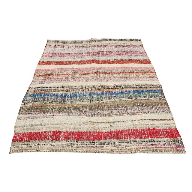 Vintage handwoven decorative rag rug from Adana region of Turkey. Approximatelly 40-50 years old. In very good condition.