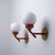 Gold Italian Brass, Red Metal and Opaline Glass Globe Sconces, 1950s, Set of 2 For Sale - Image 8 of 10