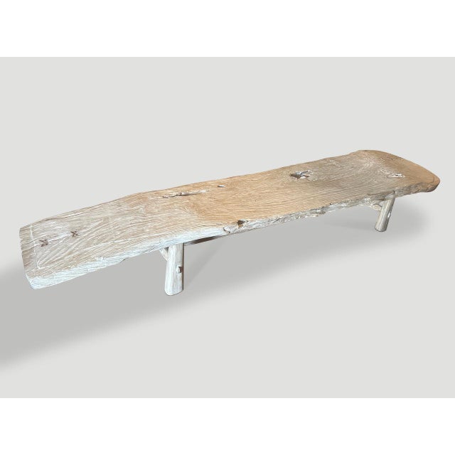 Andrianna Shamaris Impressive Organic Teak Wood Bench Or Chaise For Sale - Image 11 of 18