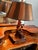 Vintage Paul E. Caron hand carved wooden 24" lamp illustrating traditional rural life in Quebec. This highly collectible...