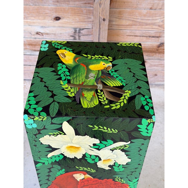 Vintage Hand-Painted Tropical Coastal Pedestal For Sale - Image 4 of 12