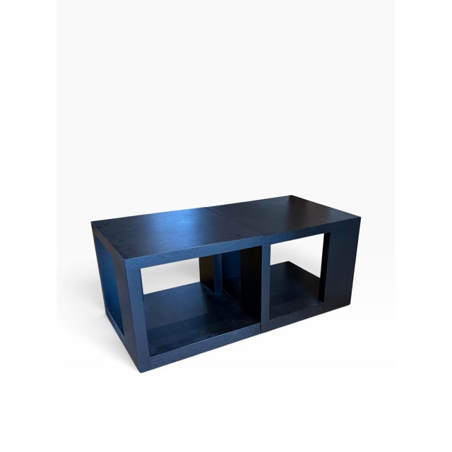Modern Set of 2 - Attributed to Christian Liaigre "Pacha" Side Tables Ebonized Oak For Sale - Image 3 of 9