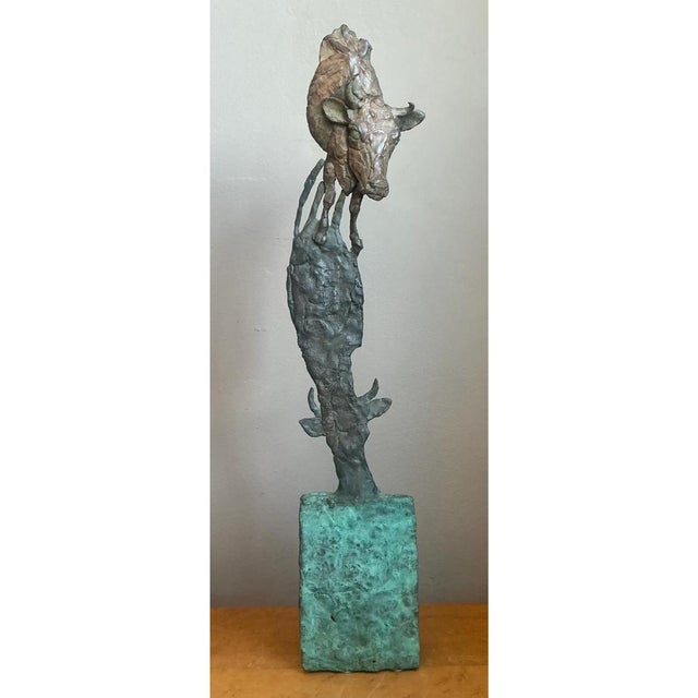 Late 20th Century Vintage Sculptural Bronze Bull Statue For Sale - Image 5 of 12