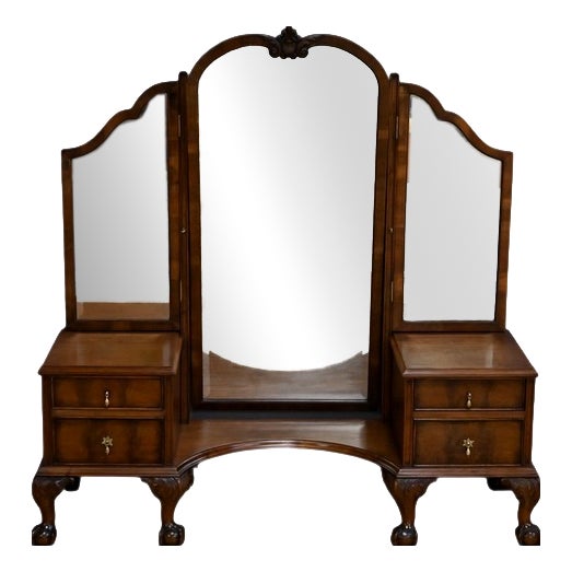 Chippendale Style Walnut Dressing Table, England, 1930s For Sale