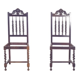 Turned Dining Chairs, 19th Century, Set of 2 For Sale