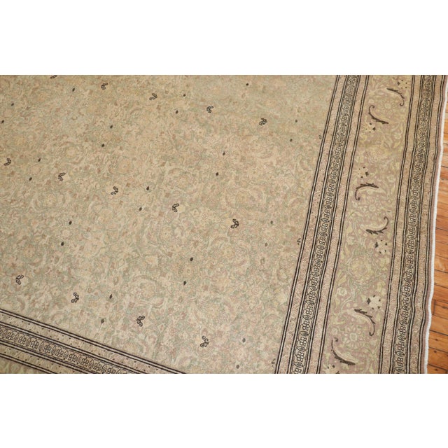 Early 20th Century Zabihi Collection Light Green Elegant Antique Persian Tabriz Rug For Sale - Image 5 of 18