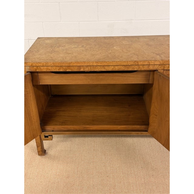 Burled Wood and Inlaid Brass Console From Mastercraft For Sale - Image 10 of 12