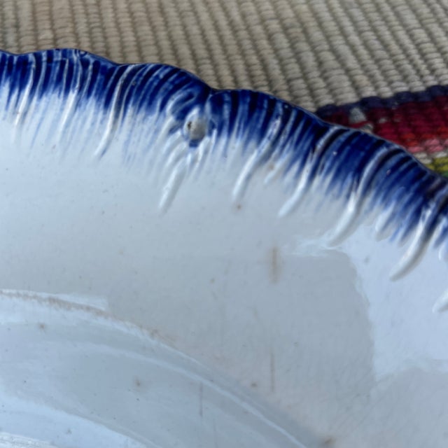 American Antique Pearlware Blue Feather Edge Platter, Circa 1820’s For Sale - Image 3 of 12