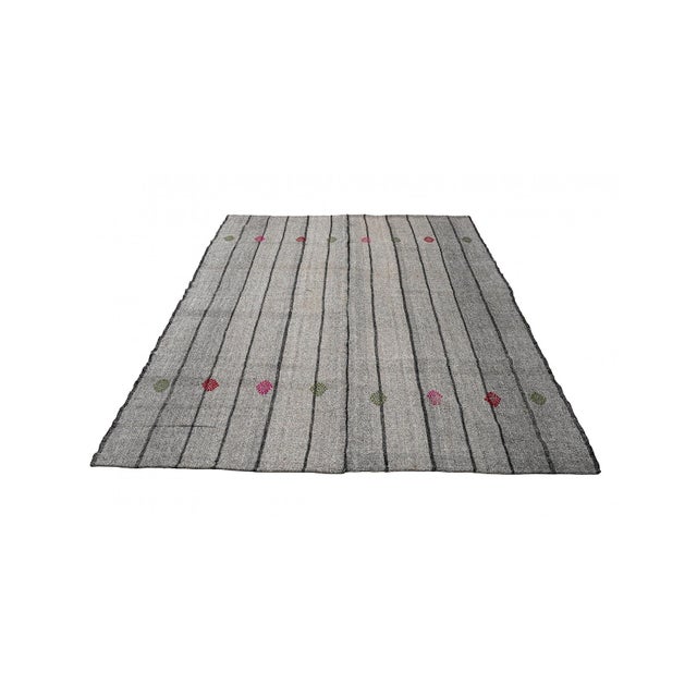Mid-Century Modern Gray Vintage Turkish Modern Kilim - 6`9″ X 9`8″ For Sale - Image 3 of 6