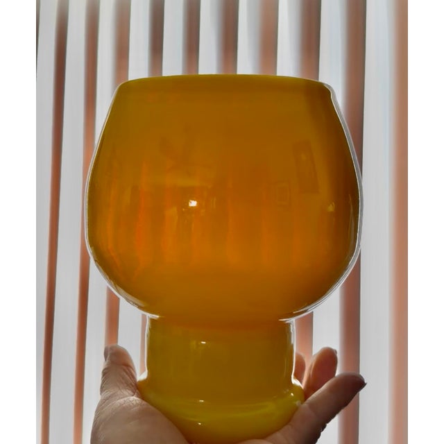 Erik Höglund Erik Höglund Scandinavian Polished Yellow Art Glass Bulbous Vase MCM #H1682/160 For Sale - Image 4 of 9