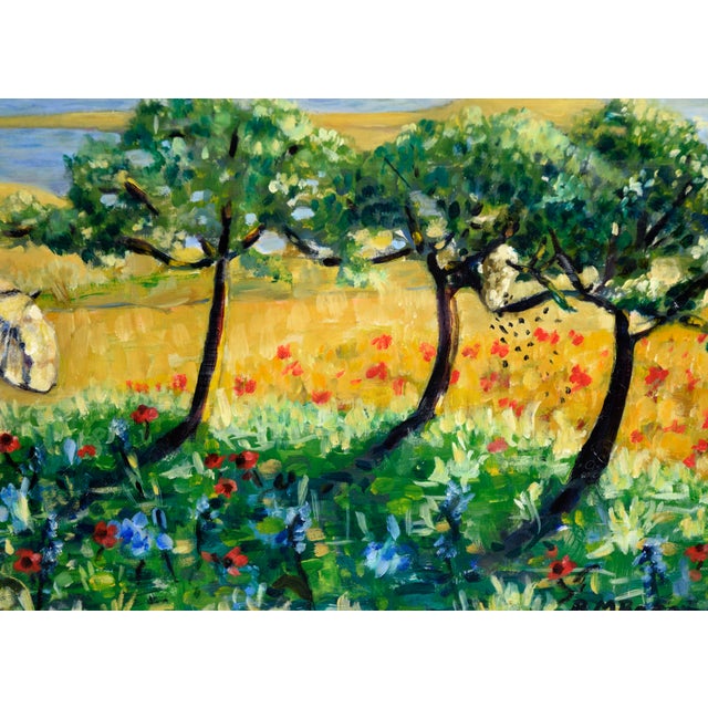 Paper "Promenade" Landscape - Oil Painting on Masonite, American Modern, Framed by Richard M. Bacon For Sale - Image 7 of 8