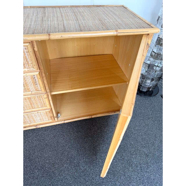 1970s Bamboo Rattan and Brass Sideboard by Dal Vera, Italy, 1970s For Sale - Image 5 of 12
