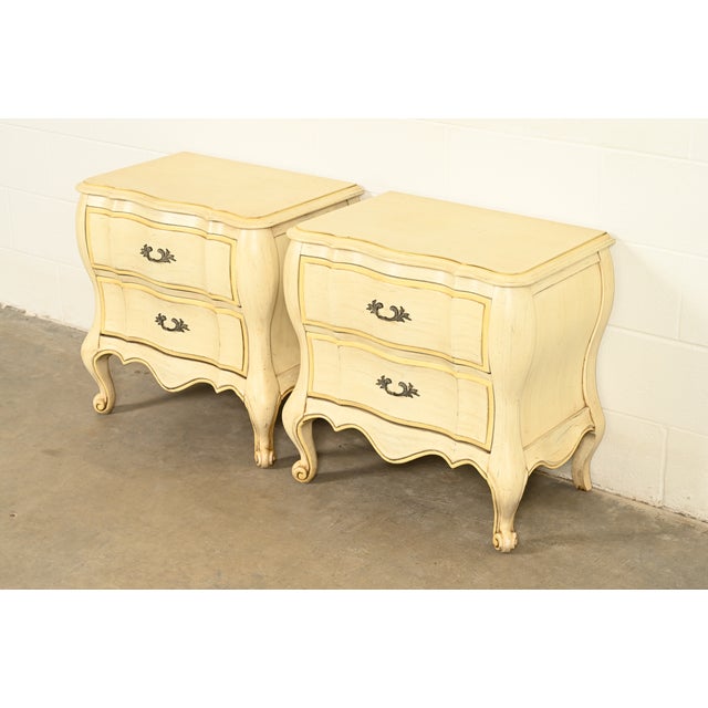 White Furniture French Provincial Louis XV Cream Lacquered Nightstands, Pair For Sale In South Bend - Image 6 of 15