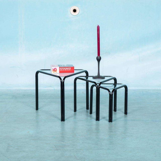 Minimalist Triangular Nesting Tables, 1980s, Set of 3 For Sale - Image 6 of 15