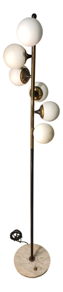 Iron, Brass & Marble Floor Lamp by Alberello Galassia for Stilnovo, 1950s