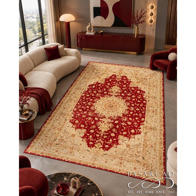 Pasargad DC Fine Handmade Silk & Wool Tabriz Rug For Sale - Image 4 of 4