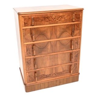 Art Deco Figured Walnut Chest of Drawers, 1930 For Sale