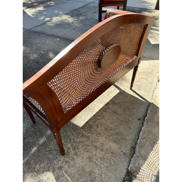 Traditional Vintage English Regency Style Caned Settee Bench For Sale - Image 3 of 12