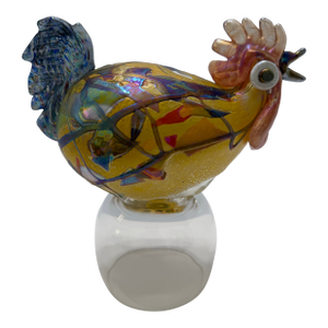 Signed Kasimir Limited Edition Art Glass Rooster 7/36 Iridescent Studio Sculpture