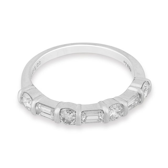 Contemporary Tiffany & Co. Diamond Platinum Half Eternity Band, Size 5 For Sale - Image 3 of 6