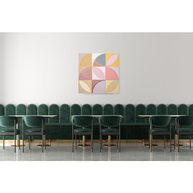 2026, Bauhaus Mosaic Painting on Canvas, Amber Alabaster Tiles, Arches and Curves, Natalia Roman For Sale - Image 4 of 8
