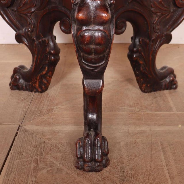Wood Vintage English Carved Lamp Table, 1890s For Sale - Image 7 of 12