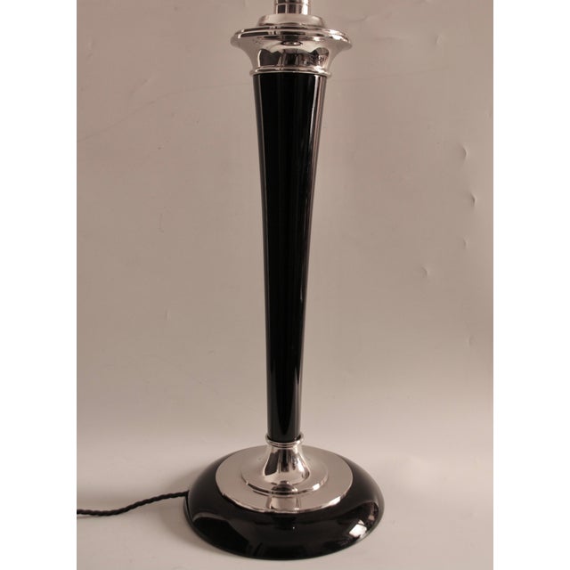 French Art Deco Table Lamp in Black Wood and Silver Metal from Mazda, 1920s For Sale - Image 10 of 16