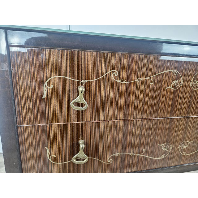 Mid-Century Chest of Drawers with Blue Glass and Four Drawers, 1960s For Sale - Image 10 of 18