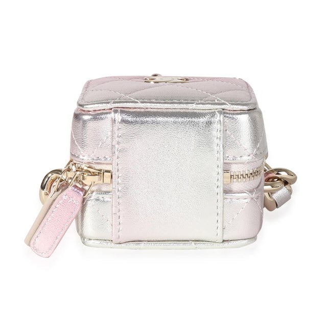 Animal Skin Metallic Lambskin Quilted Coco Punk Clutch With Chain For Sale - Image 7 of 8