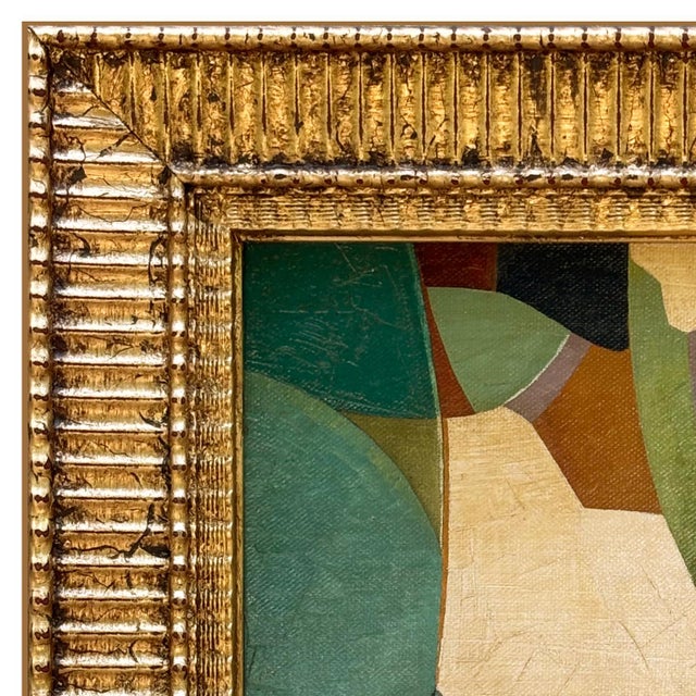 Various Artists Contemporary Abstract Oil Painting in Vintage Gold Frame For Sale - Image 4 of 6