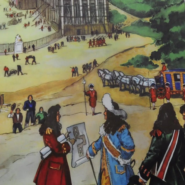 Paper Vintage Build of Versailles Palace Life of Sun King Double-Sided Wall Chart For Sale - Image 7 of 8