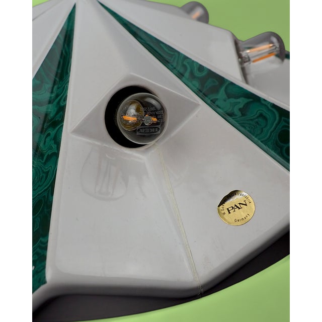 Ceramic UFO Wall Lamp in Green Malachite Ceramic from Pan Leuchten, 1970s For Sale - Image 7 of 11