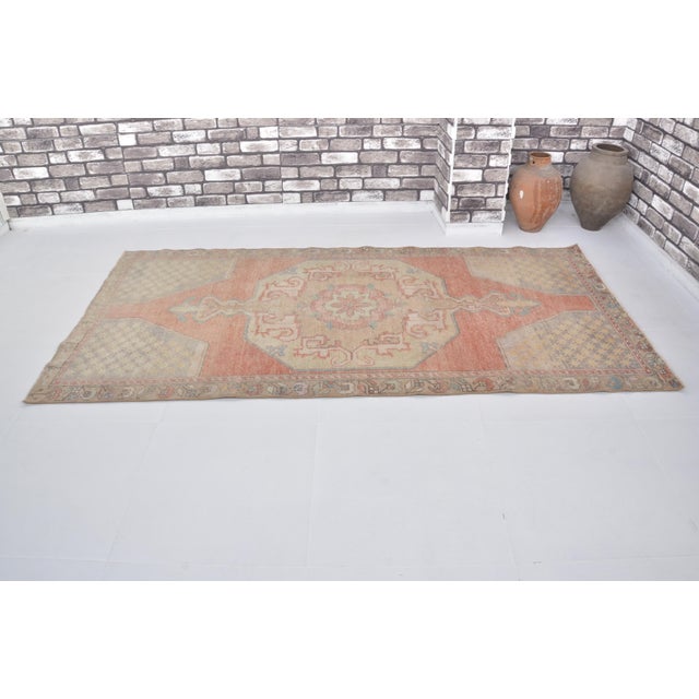 Handmade wool carpet in Turkish Anatolia , Vintage Oushak Rug,Turkish Vintage Anatolian Rug, Handmade wool Rug . One Of...