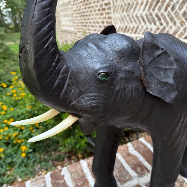 Mid-Century Modern Leather Covered Elephant For Sale - Image 3 of 9
