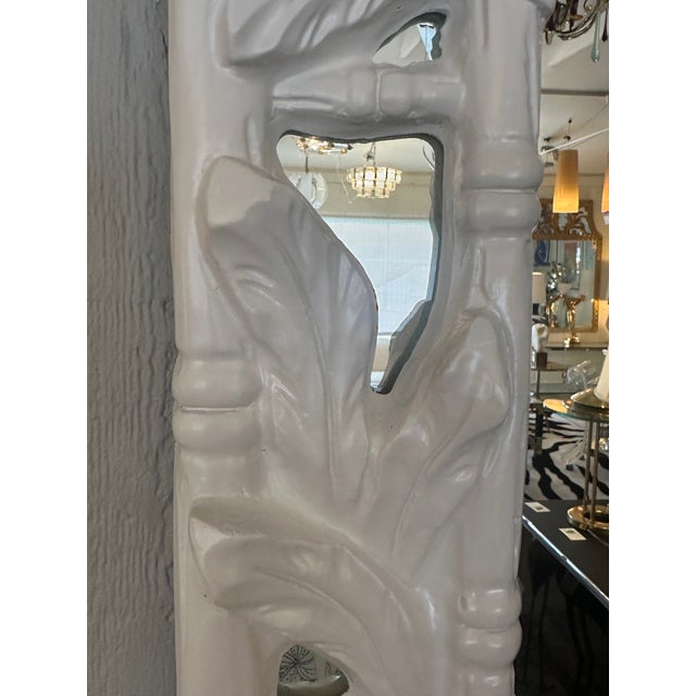 Glass Serge Roche Style White Palm Beach Hollywood Regency Wall Mirrors -a Pair For Sale - Image 7 of 10